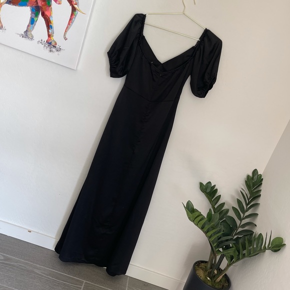Nasty Gal Satin Short Sleeve Maxi Dress Sz 8 - Picture 6 of 8